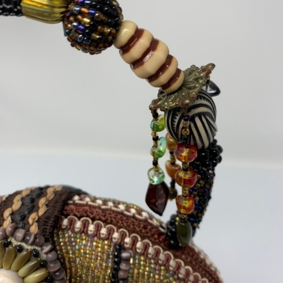 Beaded Boho Bag Evening Handbag Seashells Stones - Picture 3 of 9